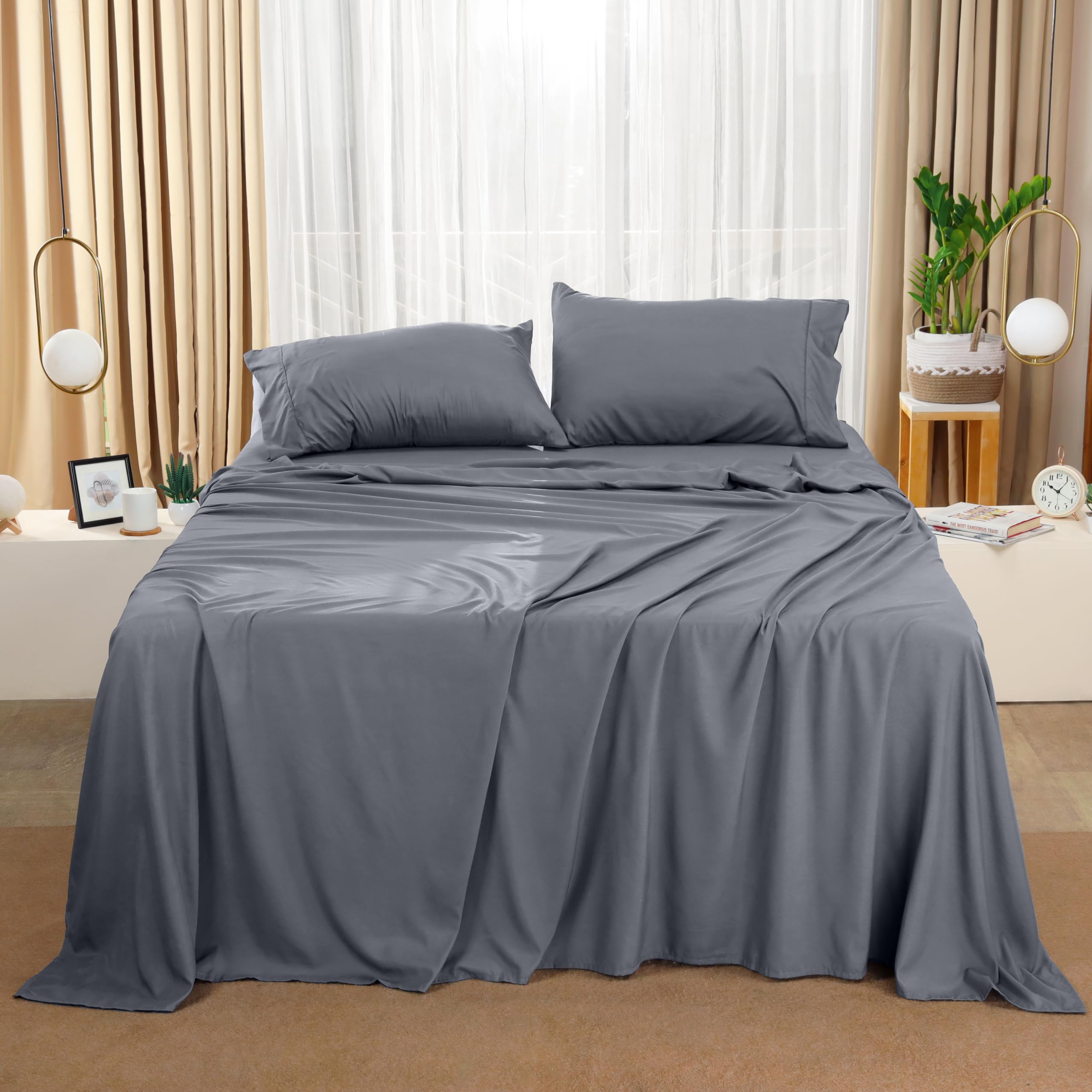 Utopia Bedding Full Bed Sheets Set - 4 Piece Bedding - Brushed Microfiber - Shrinkage and Fade Resistant - Easy Care (Full, Grey)