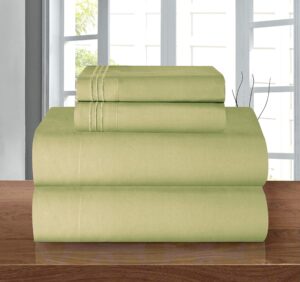 elegant comfort luxurious soft 1500 premier hotel quality 4-piece bed sheet set wrinkle and fade resistant bedding set, deep pocket up to 16inch, full, sage/green