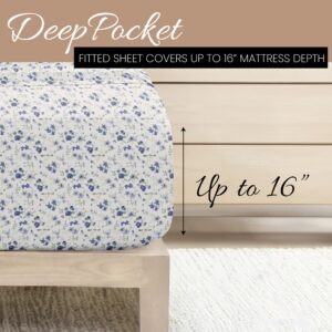 Linen Market 4 Piece Full Size Sheet Sets (Light Blue Floral) - Sleep Better Than Ever with These Ultra-Soft & Cooling Bed Sheets for Your Full Size Bed - Deep Pocket Fits 16" Mattress