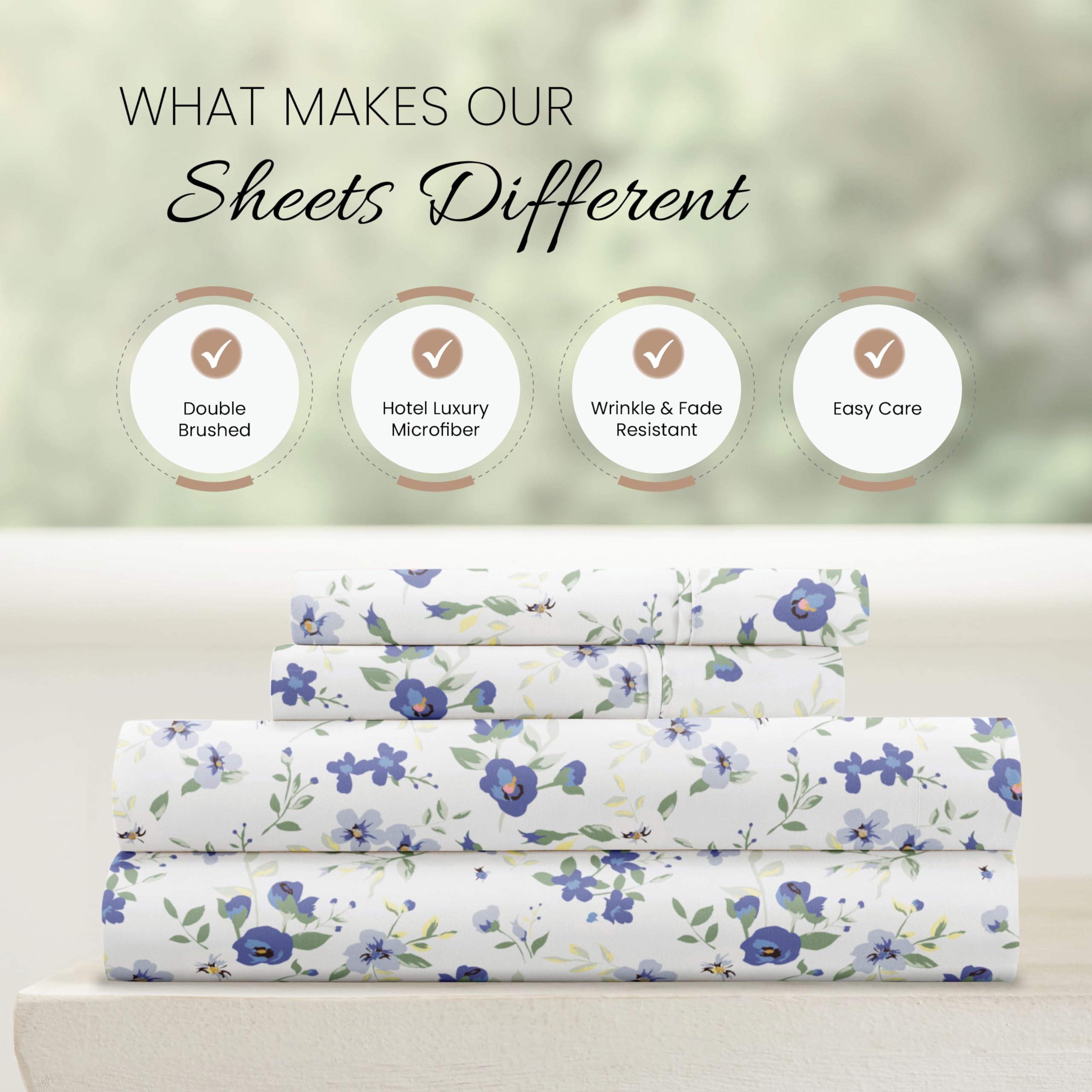 Linen Market 4 Piece Full Size Sheet Sets (Light Blue Floral) - Sleep Better Than Ever with These Ultra-Soft & Cooling Bed Sheets for Your Full Size Bed - Deep Pocket Fits 16" Mattress