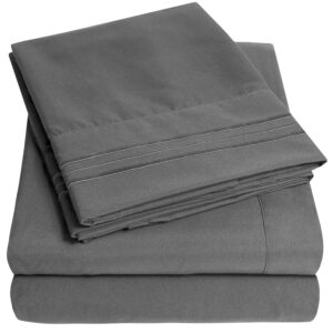 1500 Supreme Collection Full Sheet Sets Gray - Luxury Hotel Bed Sheets and Pillowcase Set for Full Mattress - Extra Soft, Elastic Corner Straps, Deep Pocket Sheets, Full Gray