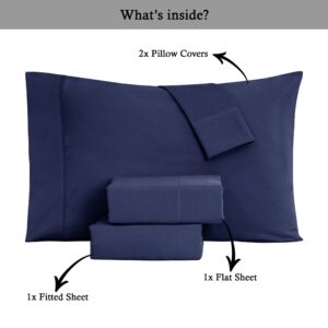 IR Imperial Rooms Full Size Sheet Sets - 4 Piece Luxury Hotel Bedding Sheets & Pillowcases Soft Brushed Microfiber Cooling Bed Sheets Set Deep Pocket up to 16 inch Shrinkage and Fade Resistant (Navy)