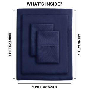 IR Imperial Rooms Full Size Sheet Sets - 4 Piece Luxury Hotel Bedding Sheets & Pillowcases Soft Brushed Microfiber Cooling Bed Sheets Set Deep Pocket up to 16 inch Shrinkage and Fade Resistant (Navy)