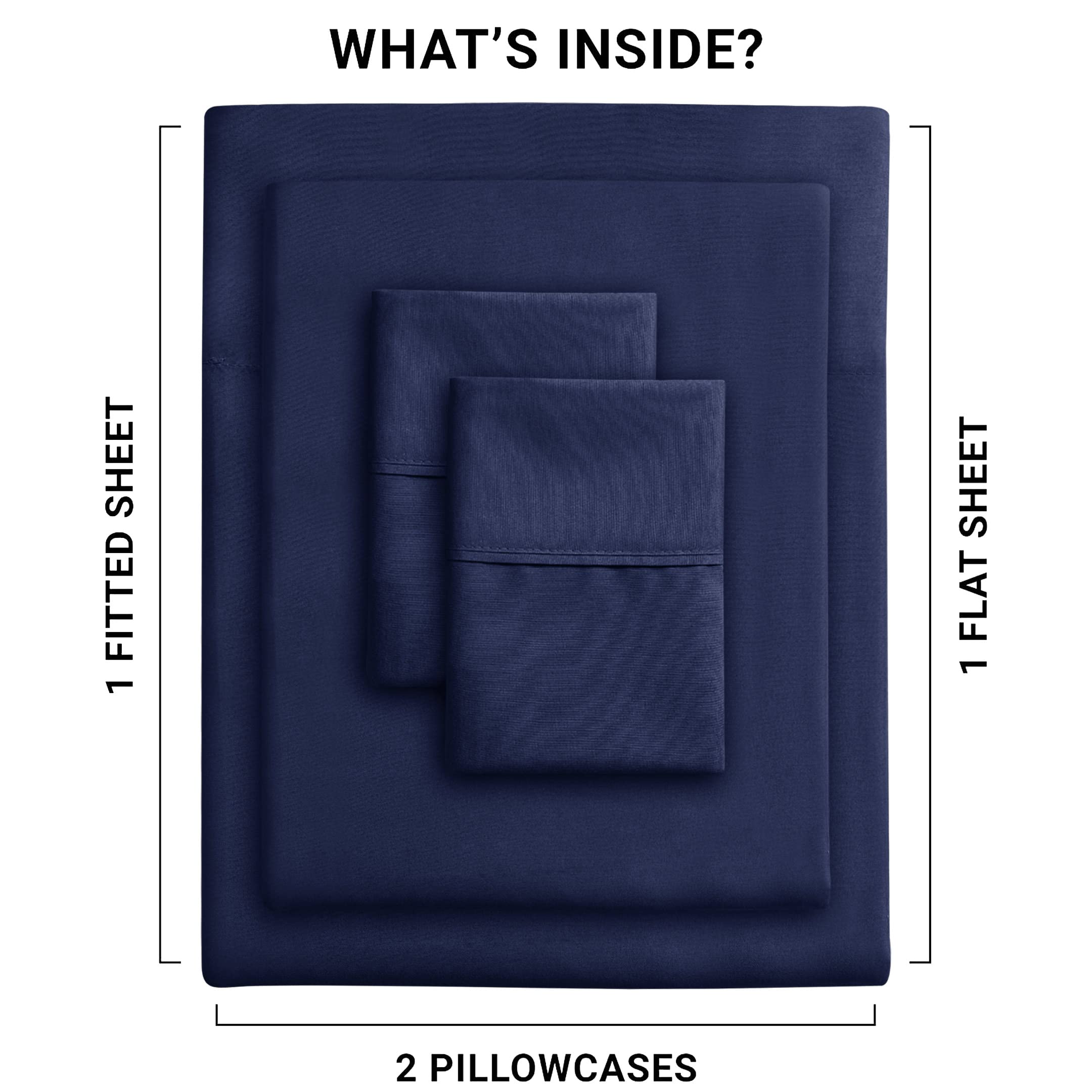 IR Imperial Rooms Full Size Sheet Sets - 4 Piece Luxury Hotel Bedding Sheets & Pillowcases Soft Brushed Microfiber Cooling Bed Sheets Set Deep Pocket up to 16 inch Shrinkage and Fade Resistant (Navy)