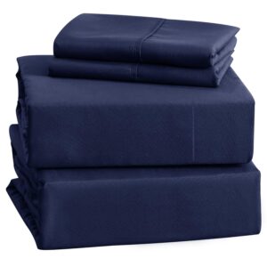 IR Imperial Rooms Full Size Sheet Sets - 4 Piece Luxury Hotel Bedding Sheets & Pillowcases Soft Brushed Microfiber Cooling Bed Sheets Set Deep Pocket up to 16 inch Shrinkage and Fade Resistant (Navy)