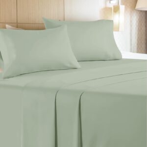 leluxe home full size sheets set of 4-100% microfiber full size bed sheets with extra soft and wrinkle free - set of 4 sheets for full size bed with deep pockets - sage