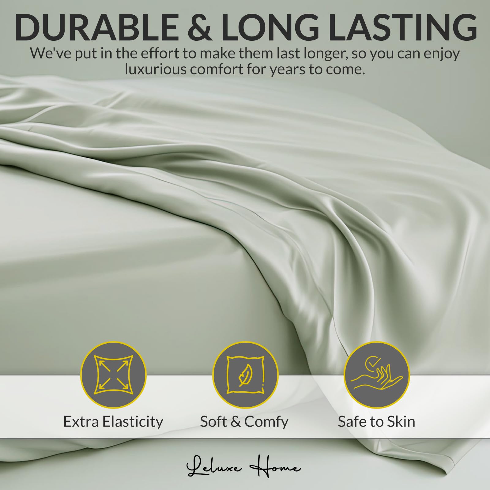 Leluxe Home Full Size Sheets Set of 4-100% Microfiber Full Size Bed Sheets with Extra Soft and Wrinkle Free - Set of 4 Sheets for Full Size Bed with Deep Pockets - Sage