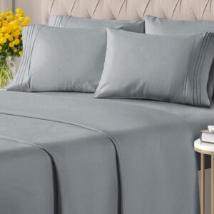 Full 6 Piece Sheet Set - Breathable & Cooling Bed Sheets - Hotel Luxury Bed Sheets for Women, Men, Kids & Teens - Bedding w/ Deep Pockets & Easy Fit - Soft & Wrinkle Free - Full Steel Blue Sheets