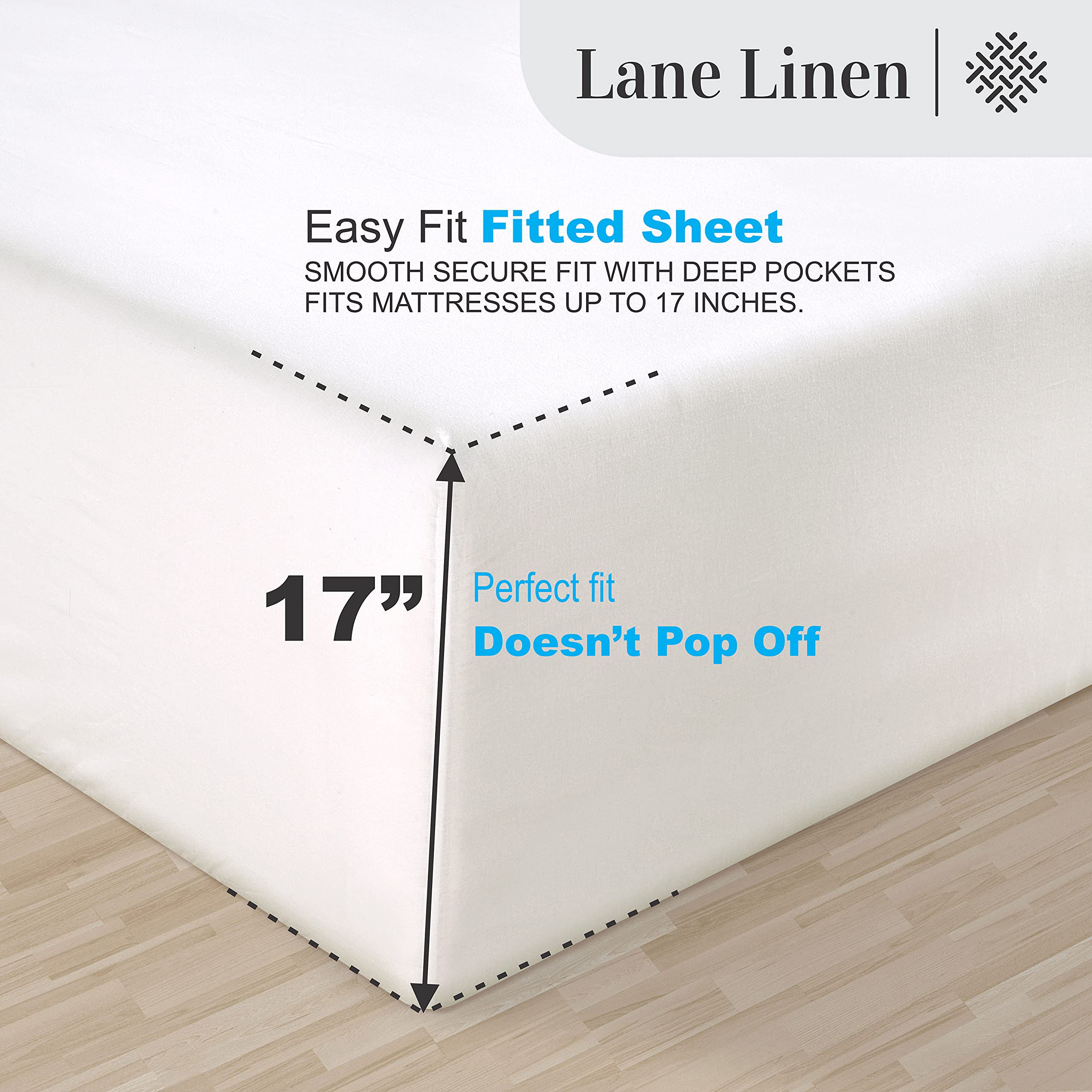 LANE LINEN 100% Egyptian Cotton Bed Sheets - 1000 Thread Count 4-Piece White Full Set Bedding Sateen Weave Luxury Hotel 16" Deep Pocket (Fits Upto 17" Mattress)