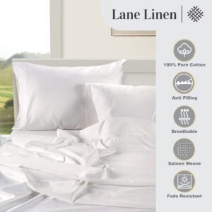 LANE LINEN 100% Egyptian Cotton Bed Sheets - 1000 Thread Count 4-Piece White Full Set Bedding Sateen Weave Luxury Hotel 16" Deep Pocket (Fits Upto 17" Mattress)