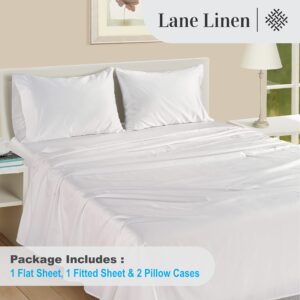 LANE LINEN 100% Egyptian Cotton Bed Sheets - 1000 Thread Count 4-Piece White Full Set Bedding Sateen Weave Luxury Hotel 16" Deep Pocket (Fits Upto 17" Mattress)