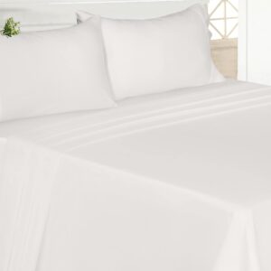 RUVANTI 100% Cotton Sheets for Full Size Bed - Crispy Cooling Percale Sheets - Breathable & Durable Full Sheet Set - Deep Pocket 16 Inches (Fits up to 18") - Off White - 4 Pieces