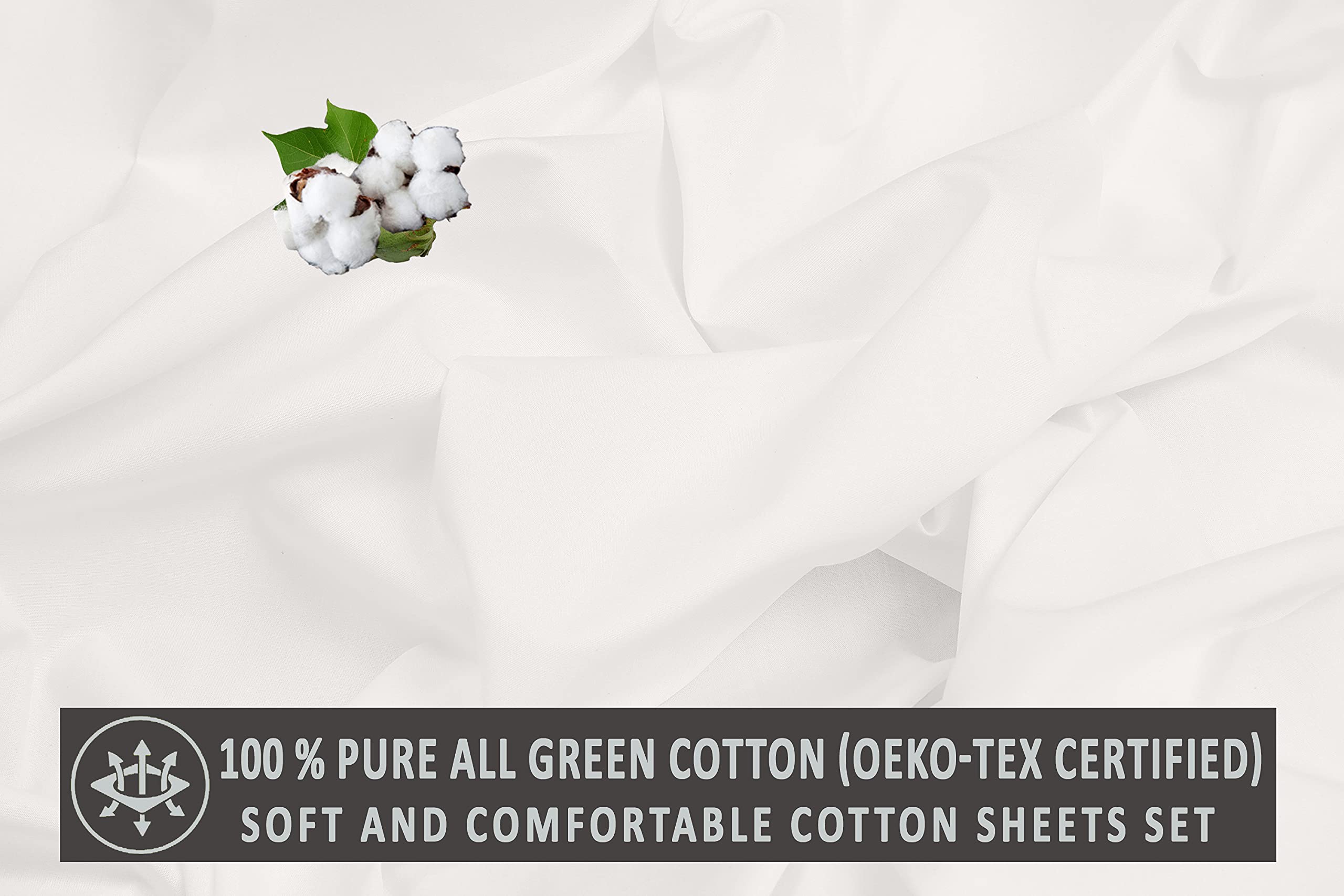 RUVANTI 100% Cotton Sheets for Full Size Bed - Crispy Cooling Percale Sheets - Breathable & Durable Full Sheet Set - Deep Pocket 16 Inches (Fits up to 18") - Off White - 4 Pieces