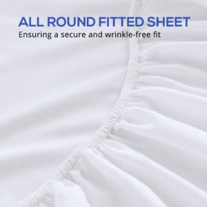 HUXMEYSON Full Size Sheets Set, 4-Piece Hotel Luxury Bed Sheets & Pillowcases, Ultra Soft & Breathable Sheets, Deep Pockets 16" Wrinkle Proof Bedding Sheets, Anti-fading, Machine Washable, White