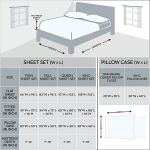 Purity Home Organic 100% Cotton Snow Full Size Bed Sheets, Percale Weave Cotton Sheet Set for Full Size Bed, Crisp, Cooling & Breathable Bed Sheets, Fits Mattress Upto 16" Deep Pocket - White