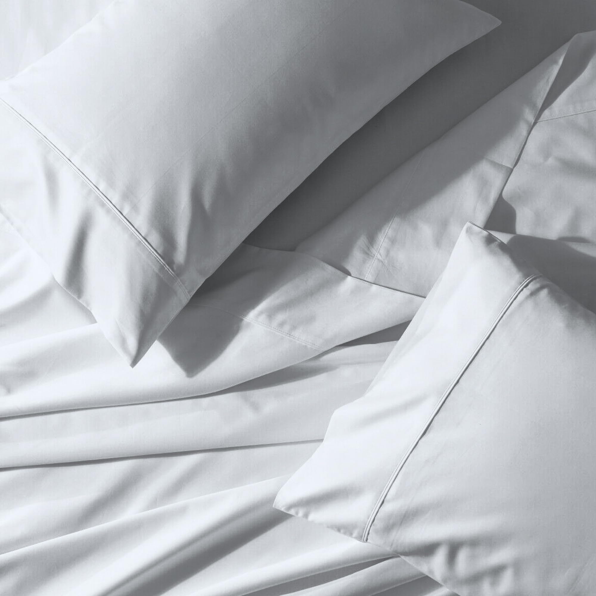 Purity Home Organic 100% Cotton Snow Full Size Bed Sheets, Percale Weave Cotton Sheet Set for Full Size Bed, Crisp, Cooling & Breathable Bed Sheets, Fits Mattress Upto 16" Deep Pocket - White