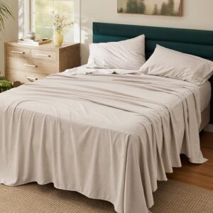 bedsure full size sheets - ultra soft cationic dyed bed sheets, fits mattresses up to 16" thick, breathable full sheets, hotel luxury bedding sheets and pillowcases, 4 pieces, warm taupe