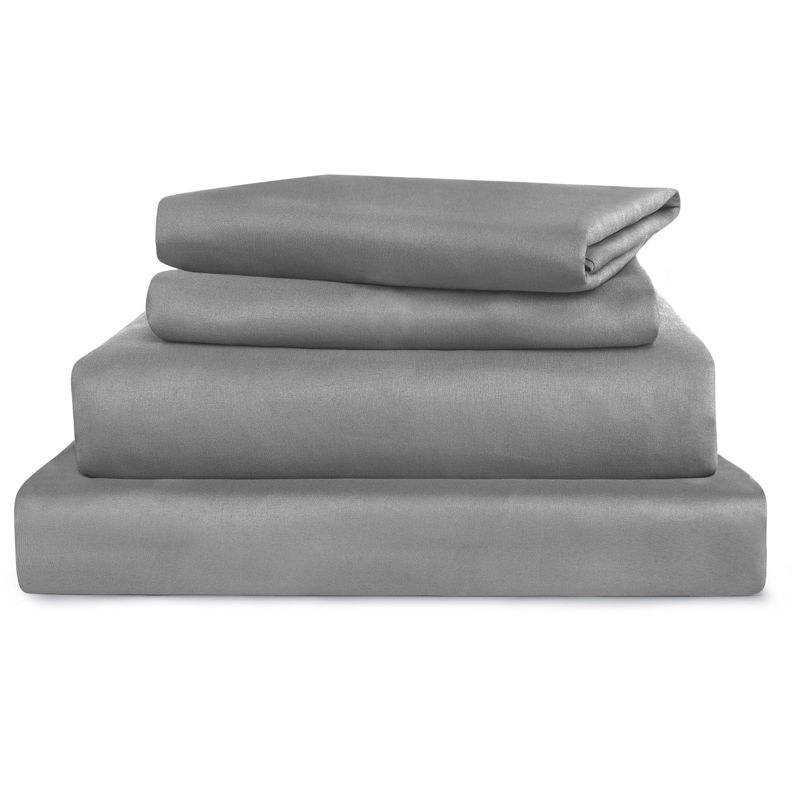 Extra Deep Pocket Full Sheet Set - Breathable & Extra Soft - Deep Pockets Full Size Sheet Sets - Easy Fit 16in to 24in Mattress - 4 Piece Set - Grey Bed Sheets Set