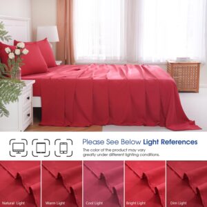 MEISHANG Full Size Sheet Set, Soft Breathable Cooling Brushed Microfiber Bed Sheets, Hotel Luxury Sheets with 16 Inch Deep Pocket, Wrinkle Free, 4 Pieces (Full, Burgundy Red)