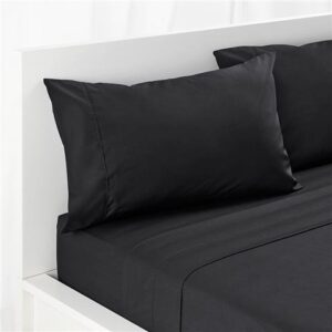 Crescent Bedding 100% Cotton 3 PC Twin XL Sheet Set Soft and Comfy - Twin Extra Long, 15" Deep Pocket, 39" x 80" Great for Dorm Room, Hospital and Split King Dual Adjustable Beds (Black, Twin XL)