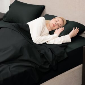 Mejoroom Full Size Sheets - 1800TC Luxury Full Sheets with 16 Inch Deep Pocket - Premium Bedding Collection - Extra Soft, Breathable, Wrinkle, Fade & Stain Resistant - 4 Piece (Full,Black)