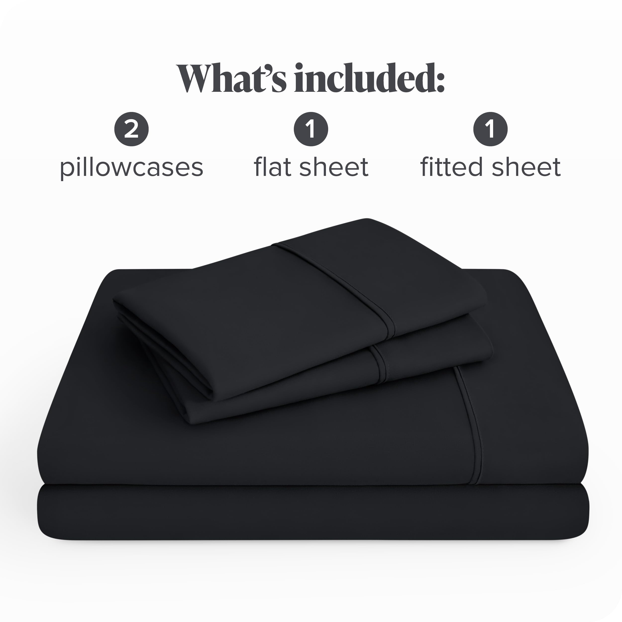 Bare Home Full Sheet Set - Luxury 1800 Ultra-Soft Microfiber Full Bed Sheets - Double Brushed - Deep Pockets - Easy Fit - 4 Piece Set - Bedding Sheets & Pillowcases (Full, Black)