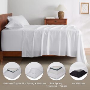 Bedsure Deep Pocket Full Size Sheets Set - Fits Mattresses Up to 21" Thick, 4 Piece Air Mattress Sheets with Deep Pocket, Moisture Wicking Soft Cooling Bedding Sheets & Pillowcases, White