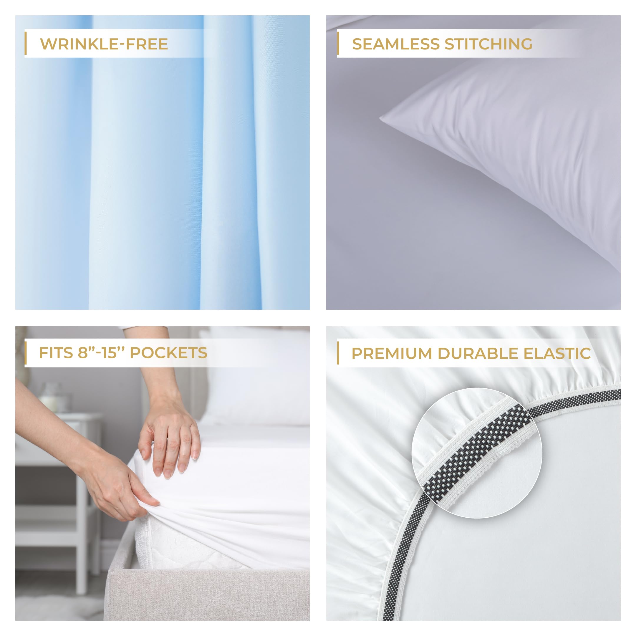 Westbrooke 100% Cotton Sheet Set - 400 Thread Count Full Size Sateen Sheets - 4 Piece Long Staple Cotton Bedding Set with 15" Elasticized Deep Pocket - Silky Soft, Breathable Luxury Sheets (White)