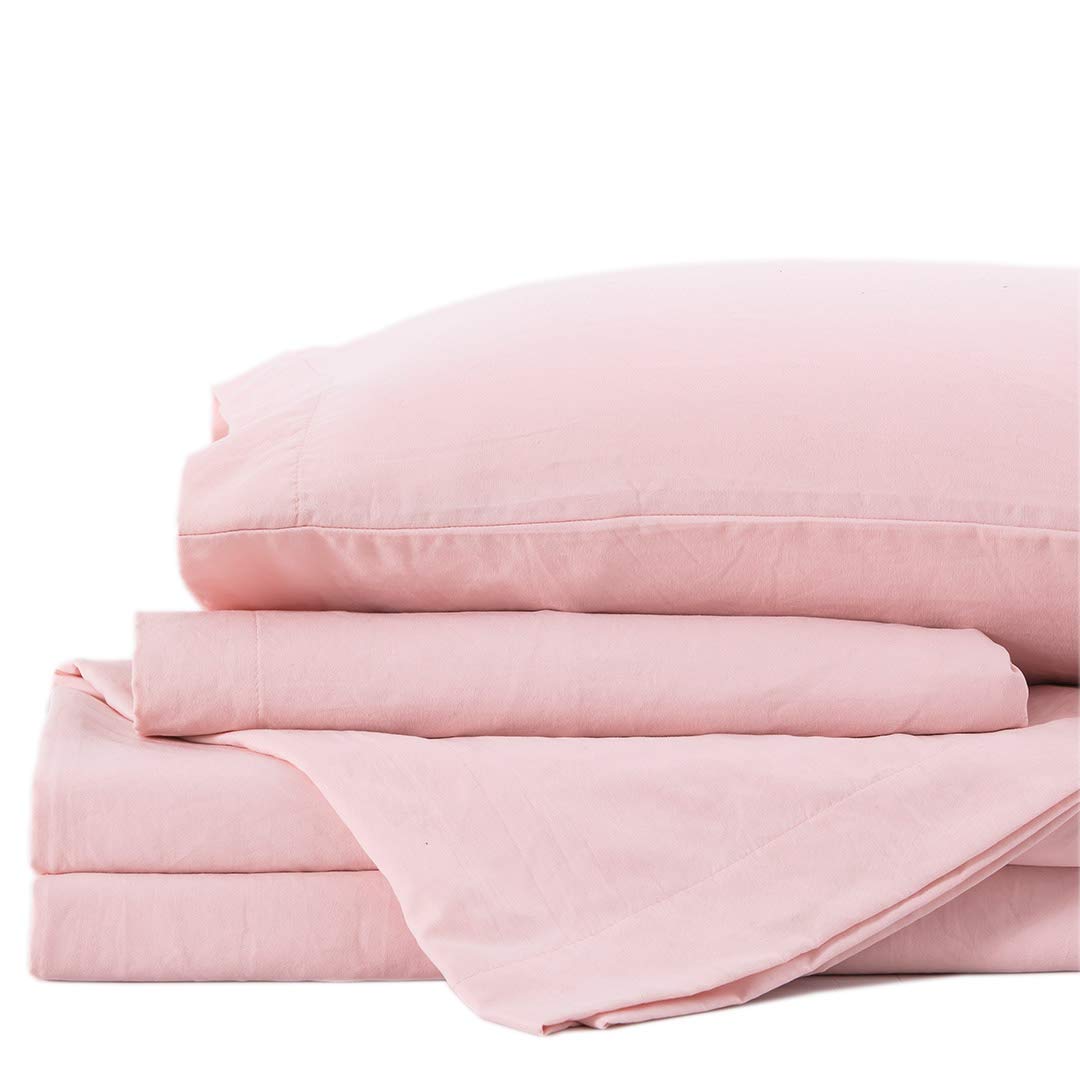 Lanest Housing Full Size Sheets,2400 Thread Count Soft Deep Pocket Microfiber Sheets, 4 Pieces Pink Bedding Sheets & Pillowcases