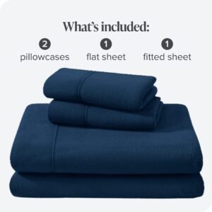 Bare Home Super Soft Fleece Sheet Set - Full Size - Extra Plush Polar Fleece, No-Pilling Bed Sheets - All Season Cozy Warmth (Full, Dark Blue)