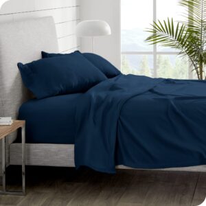 Bare Home Super Soft Fleece Sheet Set - Full Size - Extra Plush Polar Fleece, No-Pilling Bed Sheets - All Season Cozy Warmth (Full, Dark Blue)