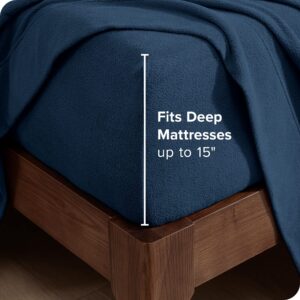 Bare Home Super Soft Fleece Sheet Set - Full Size - Extra Plush Polar Fleece, No-Pilling Bed Sheets - All Season Cozy Warmth (Full, Dark Blue)