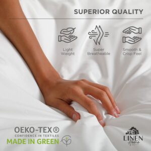 100% Cotton Percale Sheets Full Size, White, Deep Pocket, 4 Pieces Sheet Set - 1 Flat, 1 Deep Pocket Fitted Sheet and 2 Pillowcases, Crisp Cool and Strong Bed Linen