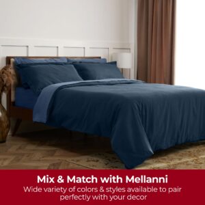 Mellanni Flannel Cotton Full Size Bed Set - Double Brushed for Extra Softness & Comfort - Luxury Lightweight Blue Sheets Set - Deep Pocket Fitted Sheet up to 16 inch - 4 PC Set (Full, Blue)