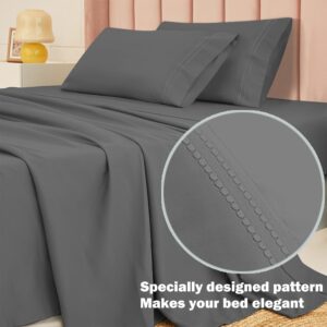 MICORAL ProBreathing Full Sheet Set 4pcs | 60% Microfiber 40% | 16" Deep Pocket | Cool and Ultra Soft Bedding Sheets | Hotel Luxury Bed Sheet | Dark Grey