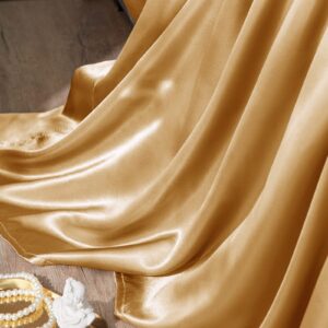 CozyLux Satin Sheets Full Size - 4 Piece Gold Bed Sheet Set with Silky Microfiber, 1 Deep Pocket Fitted Sheet, 1 Flat Sheet, and 2 Pillowcases - Smooth and Soft