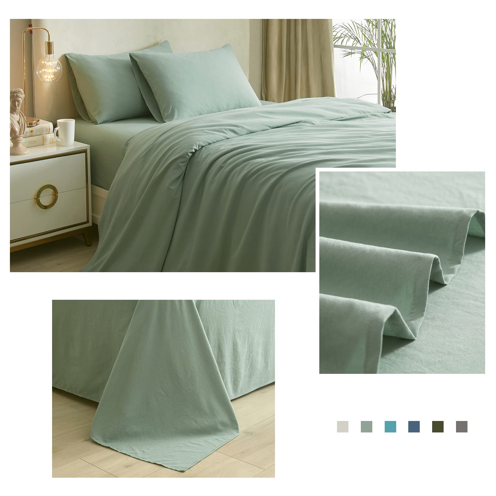 HighBuy Full Size Sheet Sets Sage Green - 4 Piece Bed Sheets and Pillowcase Set for Full Bed Mattress - Cooling Sheets Soft Deep Pocket Sheets,Fitted Sheets,Full Bed Sheets,Sage Green