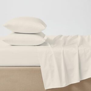 AIREOLUX 500TC Ivory 100% Tencel Lyocell Sheets Full, 4Pc Ultra Silky & Soft Sateen Sheet Set (1 Flat, 1 Fitted Sheet, 2 Pillowcases) with Deep Pocket for Full Size Bed, Ivory