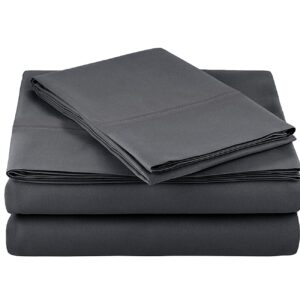 Marquess Microfiber Flannel Sheet Set-Ultra Soft & Comfortable 4 Pieces Sheet, Breathable & Luxury Warm Bedding Collection, Fade Resistant & Easy Care((CHARCOAL, FULL)