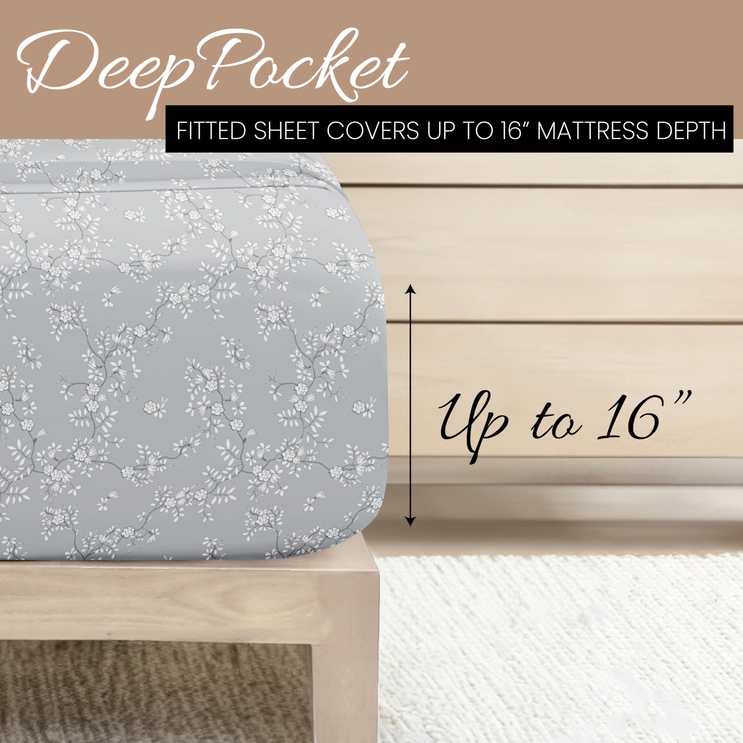 Linen Market 4 Piece Full Bedding Sheet Set (Light Gray Vine) - Sleep Better Than Ever with These Ultra-Soft & Cooling Bed Sheets for Your Full Size Bed - Deep Pocket Fits 16" Mattress