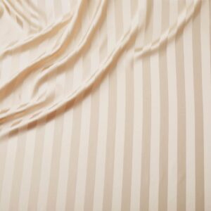 Manyshofu Beige Satin Striped Sheets - 4Pcs Satin Sheets Full Size, Cooling Silky Satin Bed Sheets Luxury Bedding Sheet Set(1 Satin Fitted Sheet, 1 Satin Flat Sheet, 2 Satin Pillow Cases)