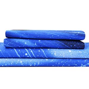 Bedlifes Galaxy Sheets Outer Space Sheet Set Galaxy Themed Sheets 4 pcs Flat Sheet& Fitted Sheets with 2 Pillowcases(Light Blue Full)