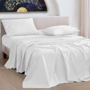 urbanhut 1000 thread count egyptian cotton sheets full size, long staple soft & breathable, 4 pc bed sheet sets, luxury hotel sateen sheets fits 16" deep pocket - white