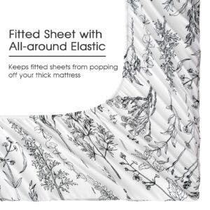 HYPREST Full Size Bed Sheets,Deep Pocket Sheets fits Mattress up to 18 inch, 1800 Thread Count Leaf Floral Bed Sheets Soft Bed Sheets Cute Breathable Shabby Chic, Oeko-Tex Certificated