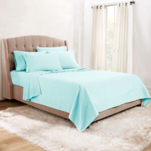 Clara Clark Full Sheets, 6 Piece Set - Hotel Luxury Sheets for Full Size Bed, Super Soft Bedding Sheets & Pillowcases, Full Size Sheets, Aqua Light Blue