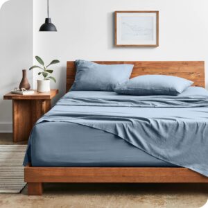 bare home washed full sheet set - premium 1800 ultra-soft microfiber bed sheets - double brushed - hypoallergenic - stain resistant (full, washed dusty blue)