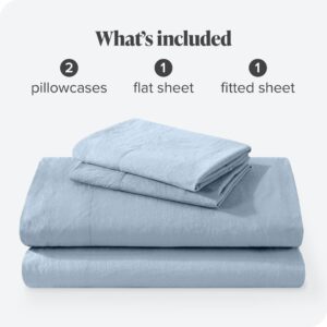 Bare Home Washed Full Sheet Set - Premium 1800 Ultra-Soft Microfiber Bed Sheets - Double Brushed - Hypoallergenic - Stain Resistant (Full, Washed Dusty Blue)