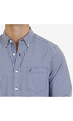 Nautica Men Classic Fit Stretch Solid Long Sleeve Button Down Shirt, Indigo, X-Large