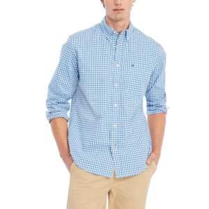 tommy hilfiger men's long sleeve casual button down shirt in classic fit, blooming blue