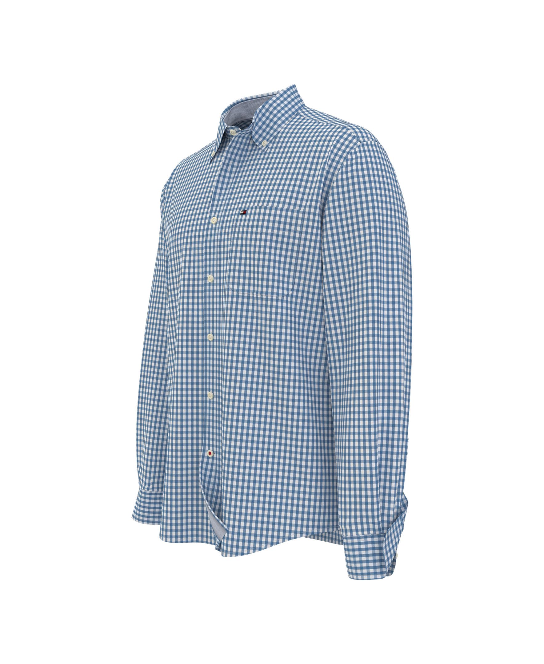 Tommy Hilfiger Men's Long Sleeve Casual Button Down Shirt in Classic Fit, Blooming Blue